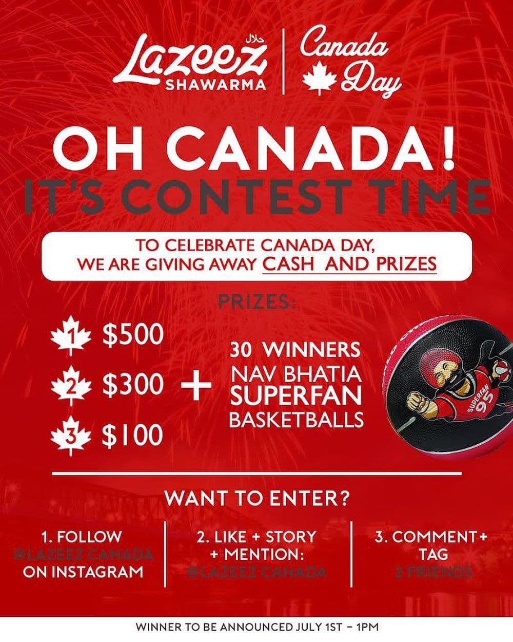 Lazeez Creates an “Oh Canada” Contest for it’s Lazeez Fam.