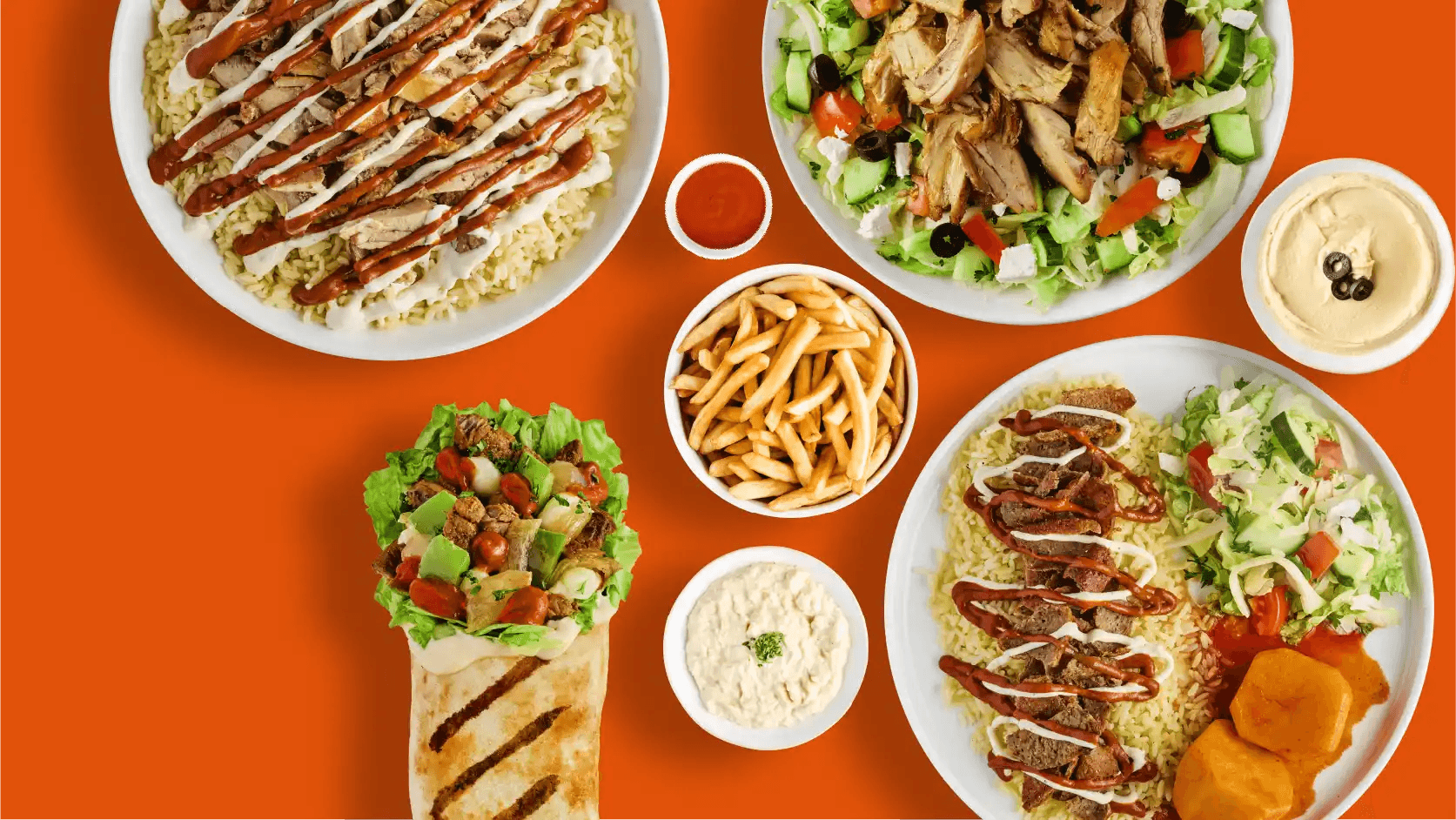 A spread of Lazeez menu favourites on a table